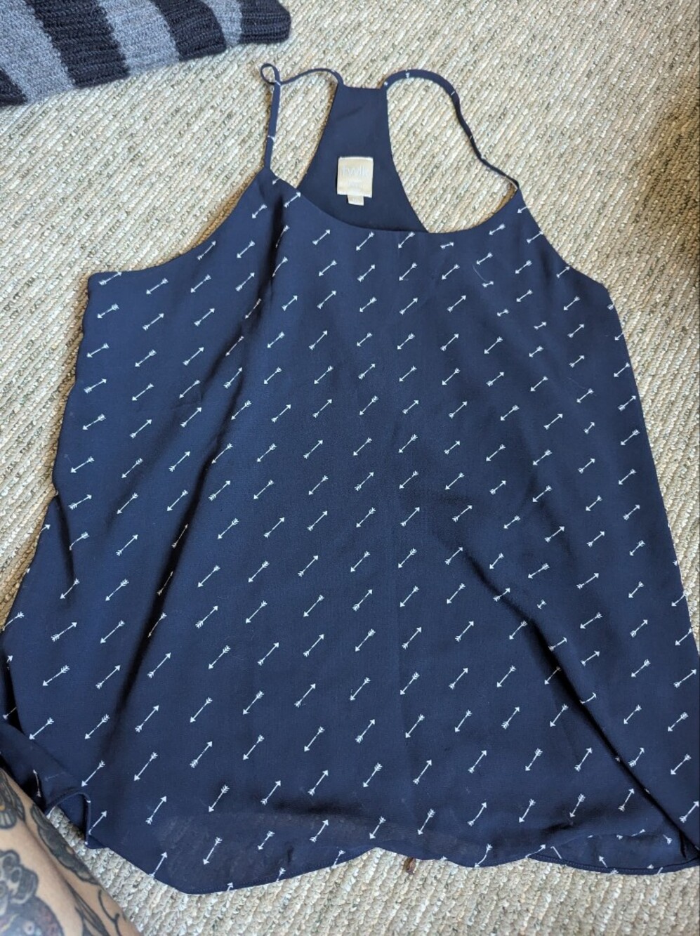 Navy Arrow Print Sleeveless Blouse